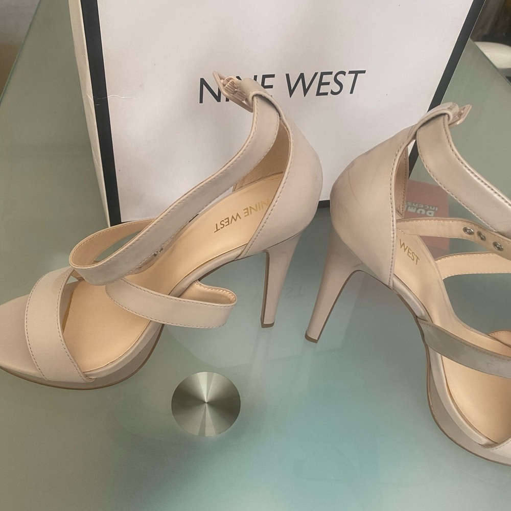 brand new stiletto camel platform sandals